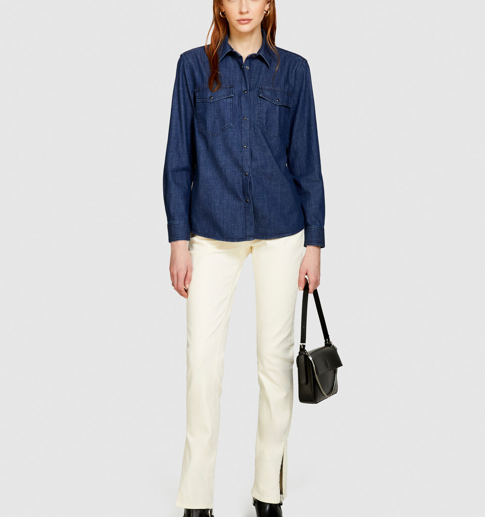 Camicia di jeans comfort fit - camicie da donna - Blu Scuro | Sisley image number 1